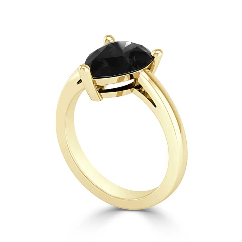 Auriya 4 3/8ctw Pear Shaped Solitaire Black Diamond Ring 14k Gold