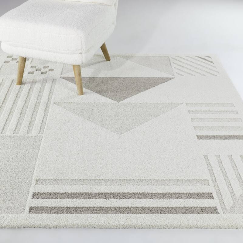 Mikhail Modern Geometric Area Rug - 7'10" x 10' - Cream - Rectangle