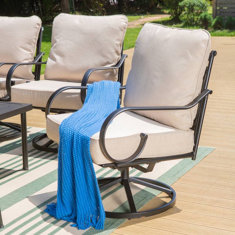 MAISON ARTS 5/7-Seat Patio Conversation Set with 3-Seat Sofa, 2/4 Single Chairs, 2-Seat Sofa and 1 Coffee Table