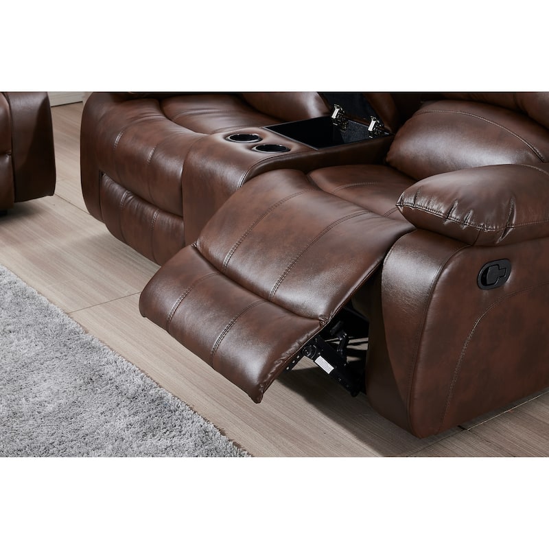 Betsy Furniture 3 Piece Bonded Leather Reclining Living Room Set, Sofa, Loveseat and Glider Chair