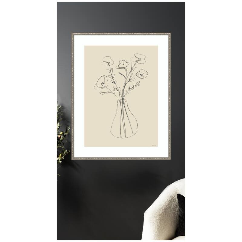 Kate and Laurel Floral Vase by Gabrielly Guedes Framed Wall Art Print