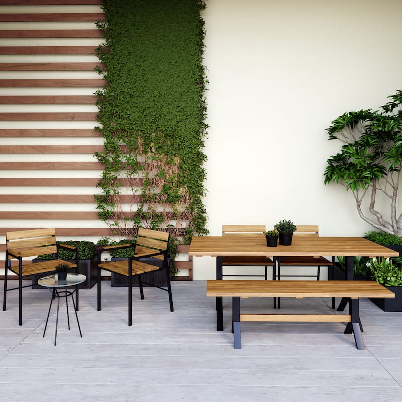 SEI Furniture Shenley Slatted Wood Outdoor Chairs (Set of 2)