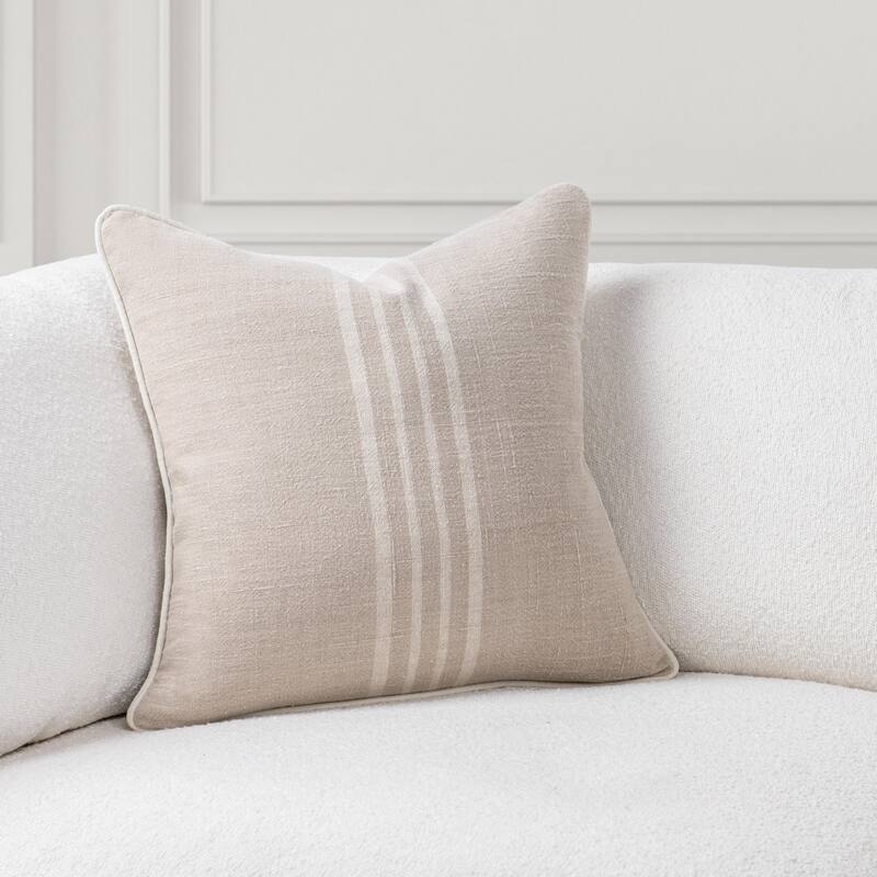 Villa by Classic Home Newport Linen Fabric Throw Pillow - 22x22 - Natural/Ivory