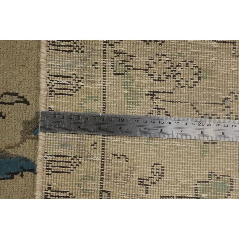 Hand Knotted Oriental 100% Wool Carpet Traditional Floral Beige & Ivories Tabriz Area Rug - 11' 10'' X 7' 10''