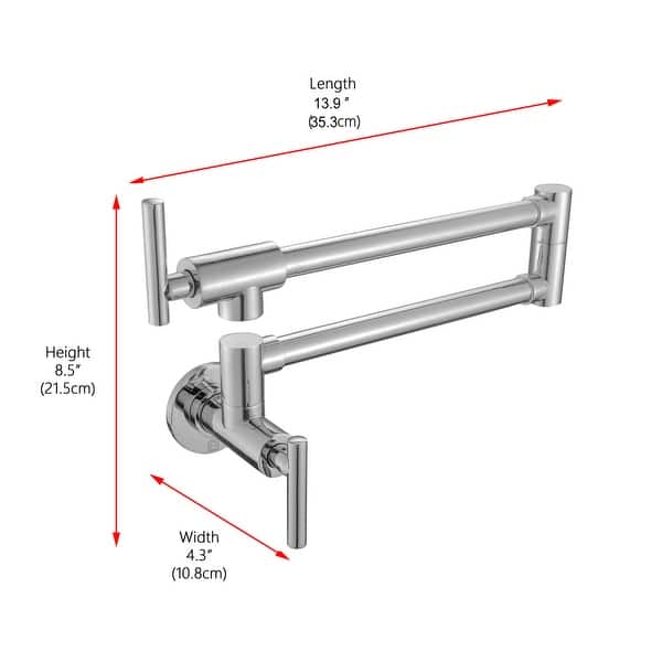 dimension image slide 0 of 3, Elegant Lighting FAK-312 Gabriel 1.8 GPM Wall Mounted Single Hole Pot