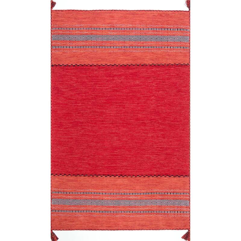 Nuloom Contemporary Flatweave Handmade Diamond Bands Solid Area Rug