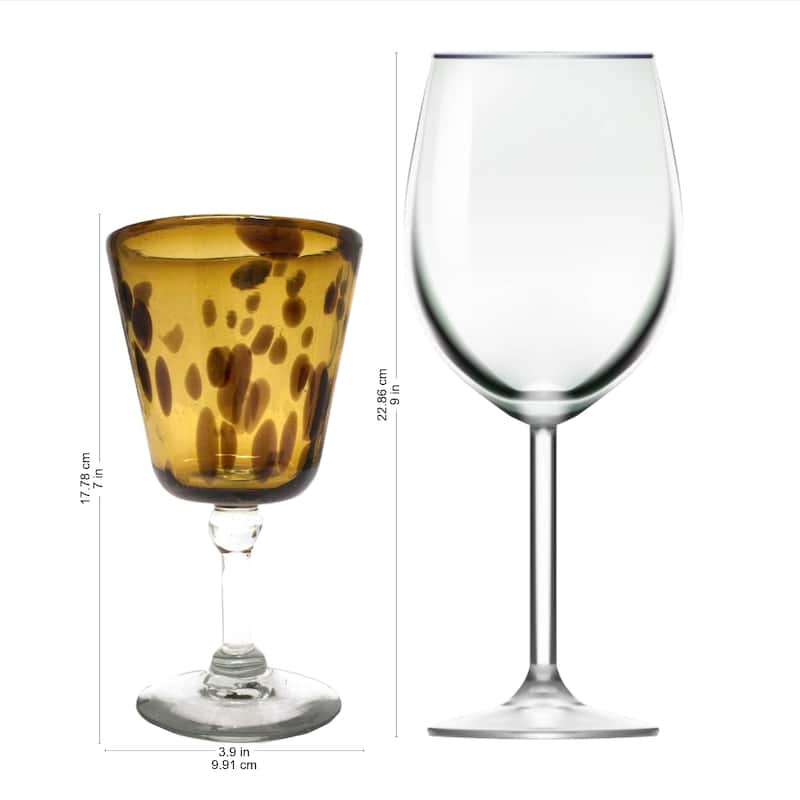 NOVICA Artisan Handblown Recycled Wine Glasses Fair Trade Mexican Brown Drinkware 'Tortoise Shell'(Set Of 6)