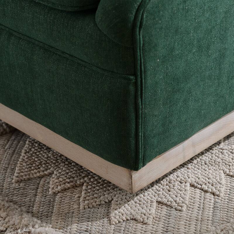 KINWELL 31" Wide Linen Fabric Upholstered Swivel Barrel Accent Chair