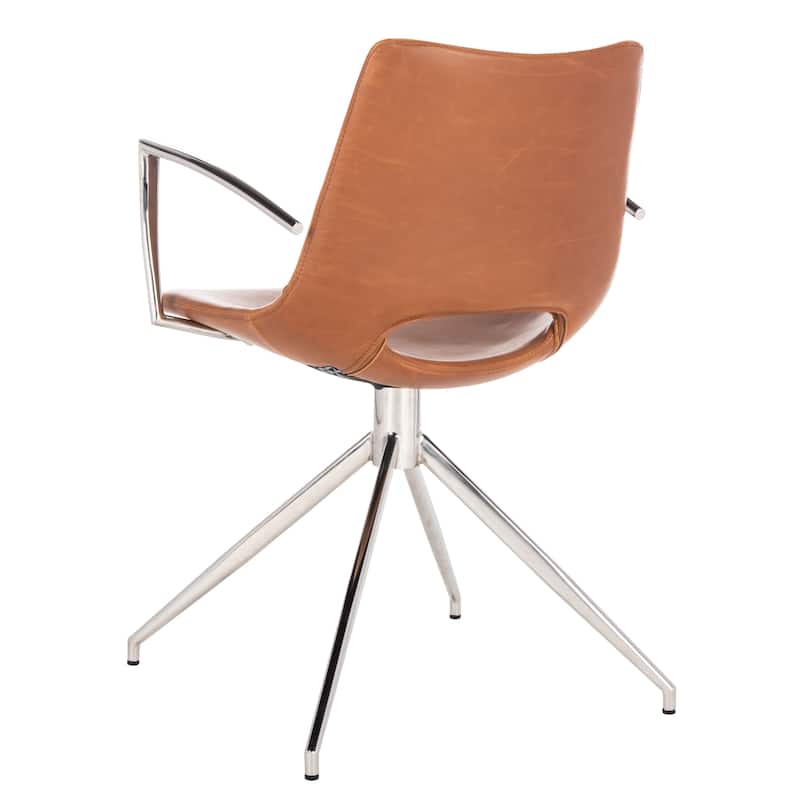 SAFAVIEH Bernadette Mid-Century Modern Leather Swivel Office Arm Chair - 22" x 22" x 31.9" - 22Wx22Dx32H