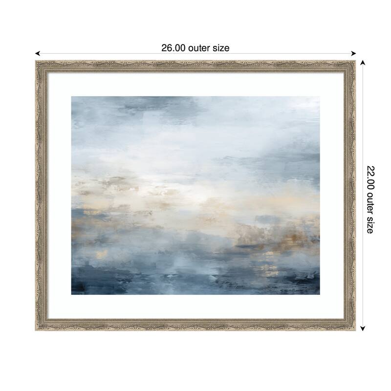 Kate and Laurel Framed Art Tonal Abstract Oceanic Nautical Serenity Blue Horizontal by The Creative Bunch Studio
