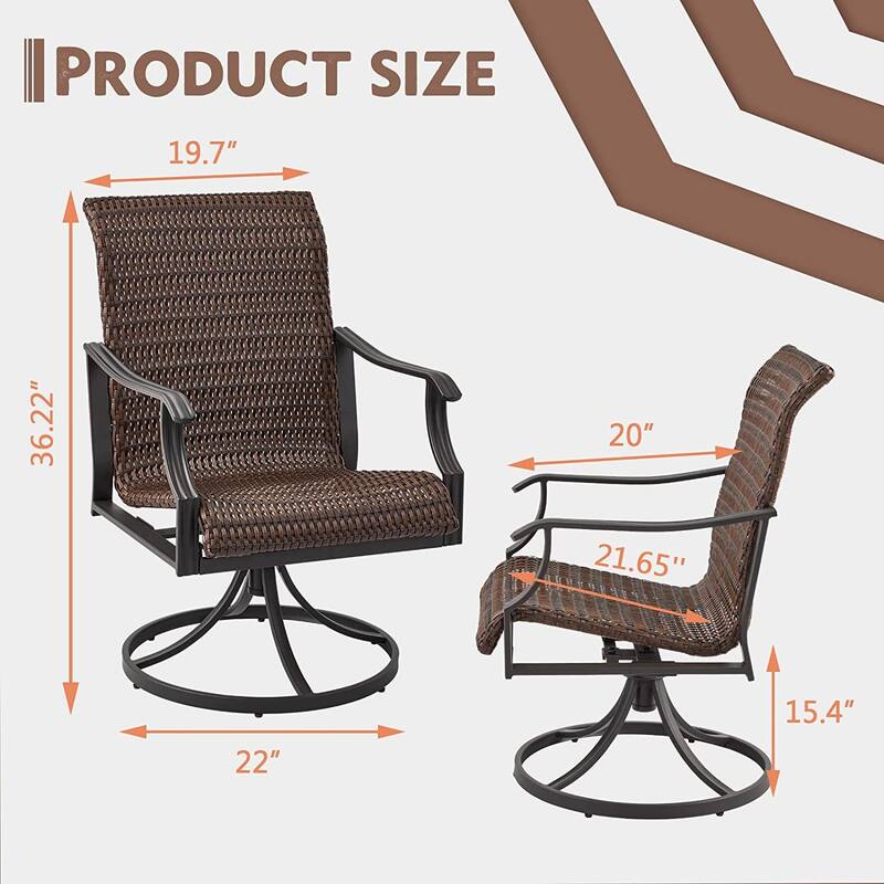 Outdoor Swivel Rocker Chairs Set of 2, Heavy-Duty 360° Swivel Patio Chairs with Cushions, All-Weather Steel Frame for Garden