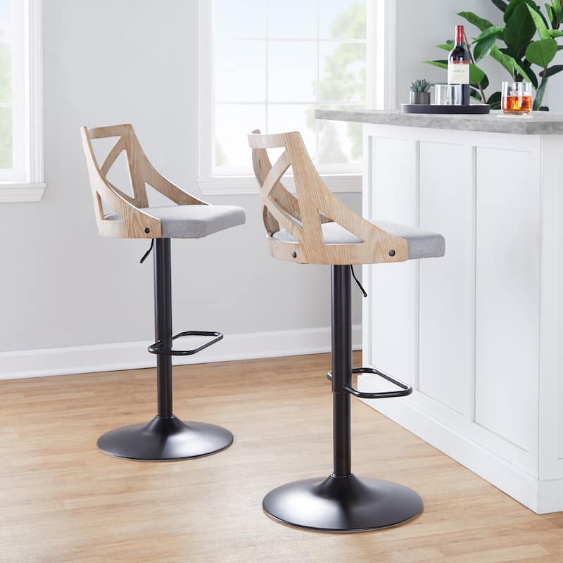 The Gray Barn Charlotte Adjustable Bar Stool with Rounded Rectangular Footrest (Set of 2)