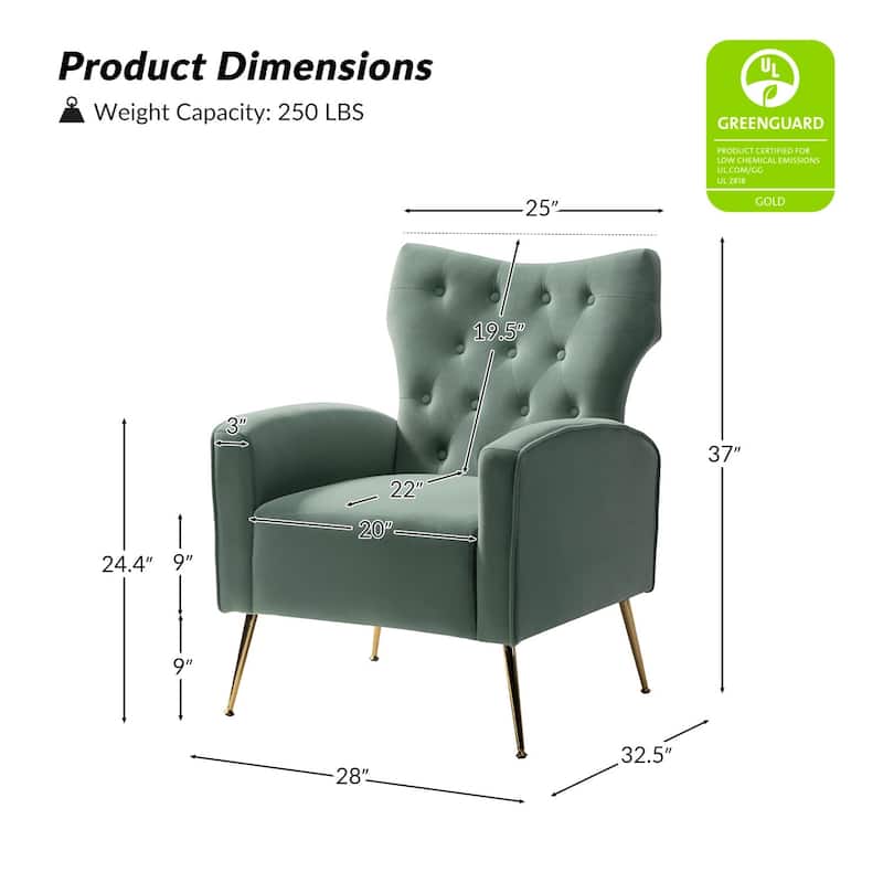 Abadiana Accent Tufted Chair with Metal Base by HULALA HOME