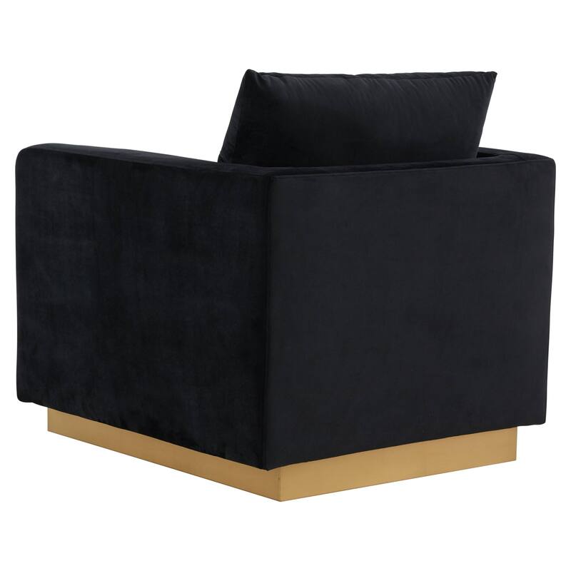 Nervo Velvet Modern Single Seater Sofa, Accent Arm Chair with Gold Stainless Steel Square Base for Living Room & Bedroom - 32.67