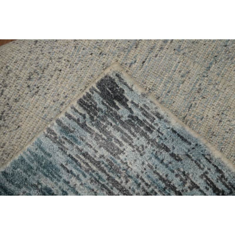 Hand Knotted Oriental Viscose Silk Carpet Modern Pictorial Green Abstract Area Rug - 7' 11'' X 5' 0''
