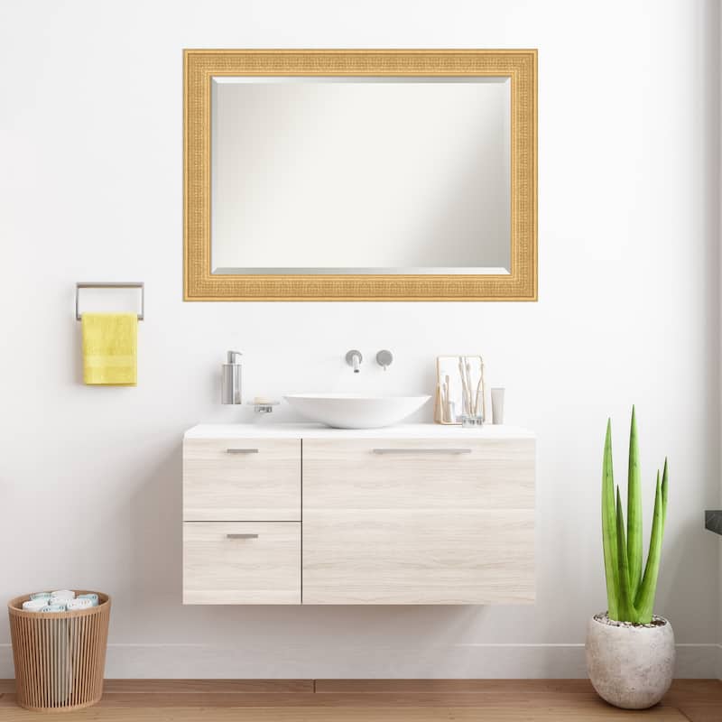 Trellis Beveled Wood Framed Bathroom Vanity Wall Mirror - Trellis Gold