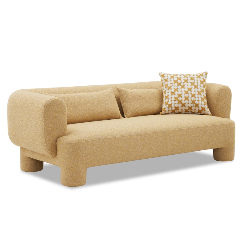 Furniture of America Nyxel Modern 83-inch Yellow Fabric Oversized Sofa with Pillows