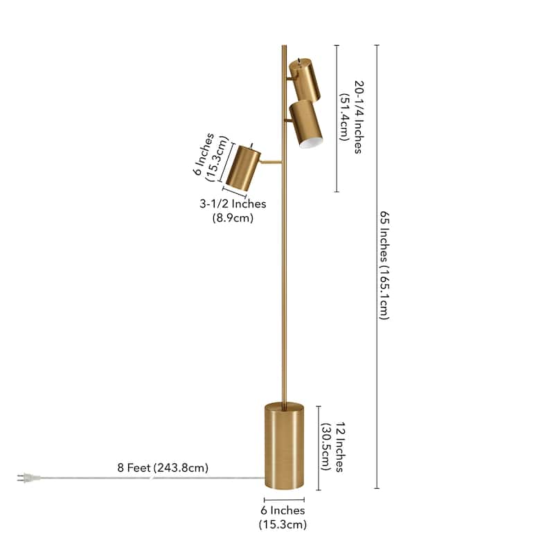 Dorset 3-Light Tree Floor Lamp with Metal Shades - 65" Tall