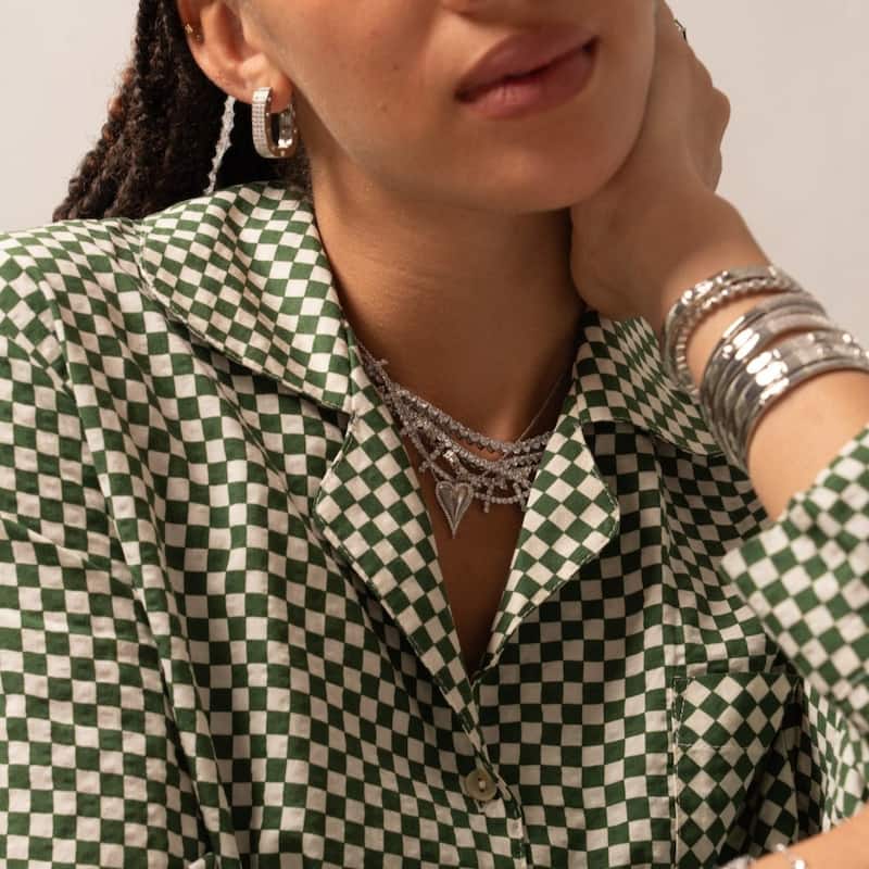 SHYMI Pave Outline Heart Necklace
