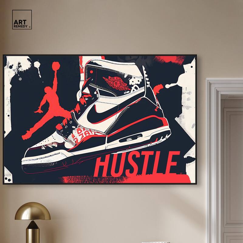 Navy Red Hustle Sneaker Canvas by Art Remedy