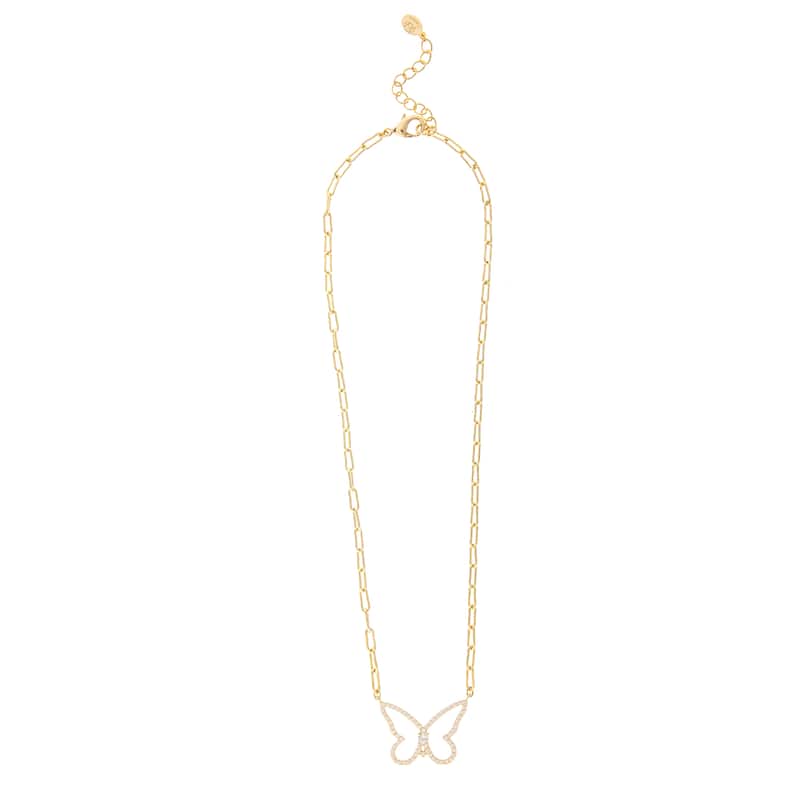 Cubic Zirconia Butterfly Pendant Necklace