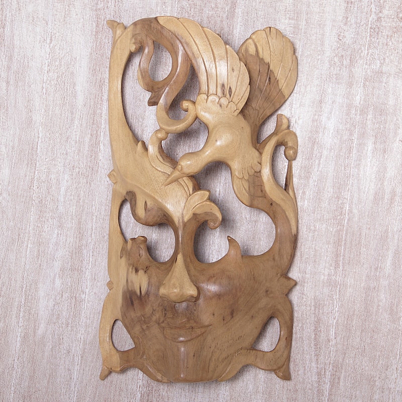 Novica Handmade Nature Soaring Wood Wall Mask