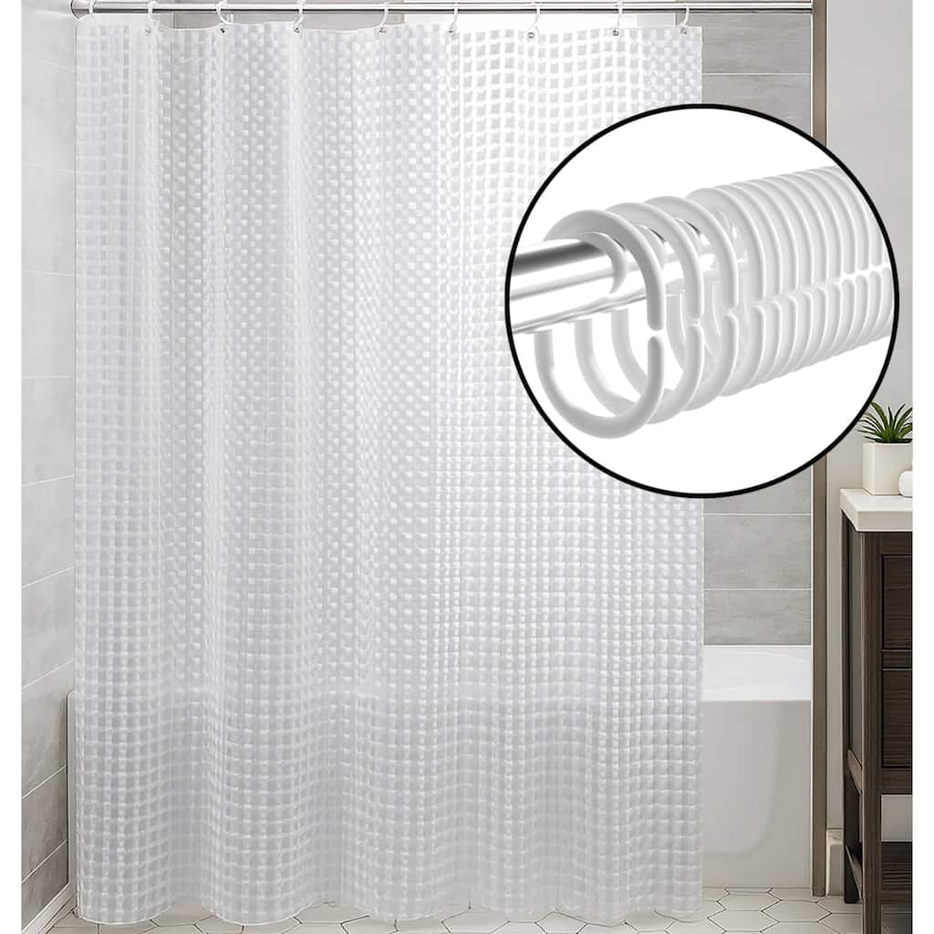 71" x 71" - Clear EVA Shower Curtain Liner With 12 Hooks