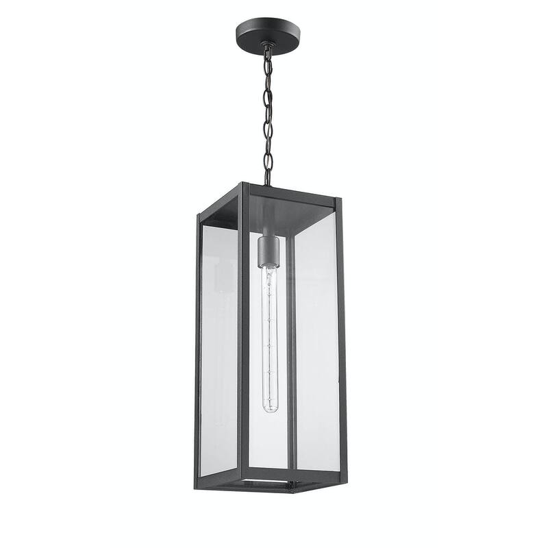 Clear Glass Outdoor 22" High Hanging Black Aluminum Light
