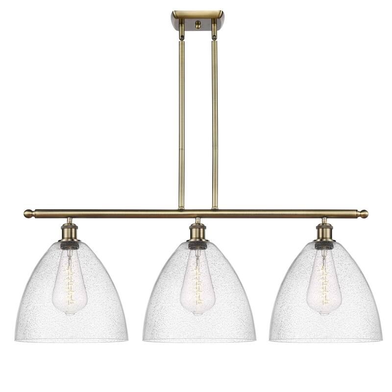 Innovations Lighting 516-3I-15-39 Bristol Linear Bristol Glass 3 Light - Antique Brass / Seedy