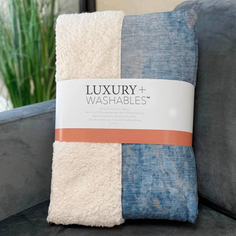Premium Machine Washable Abstract Ombre Sherpa Throw Blanket