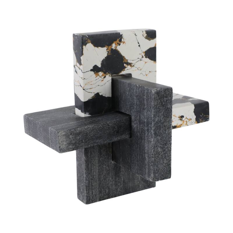 Stone Marble Decorative Object Geometric Sculpture Handcrafted Accent