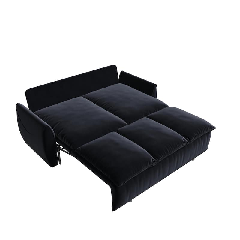 70.9" Velvet 3-Seat Sleeper Sofa with Hydraulic Lifting Rods, Steel Tube Frame