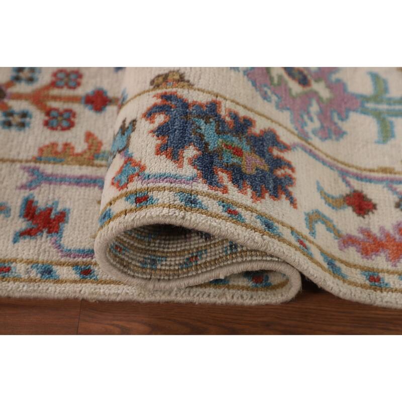 Ivory Floral Oushak Oriental Accent Rug Handmade Wool Carpet - 3'1"x 4'10"