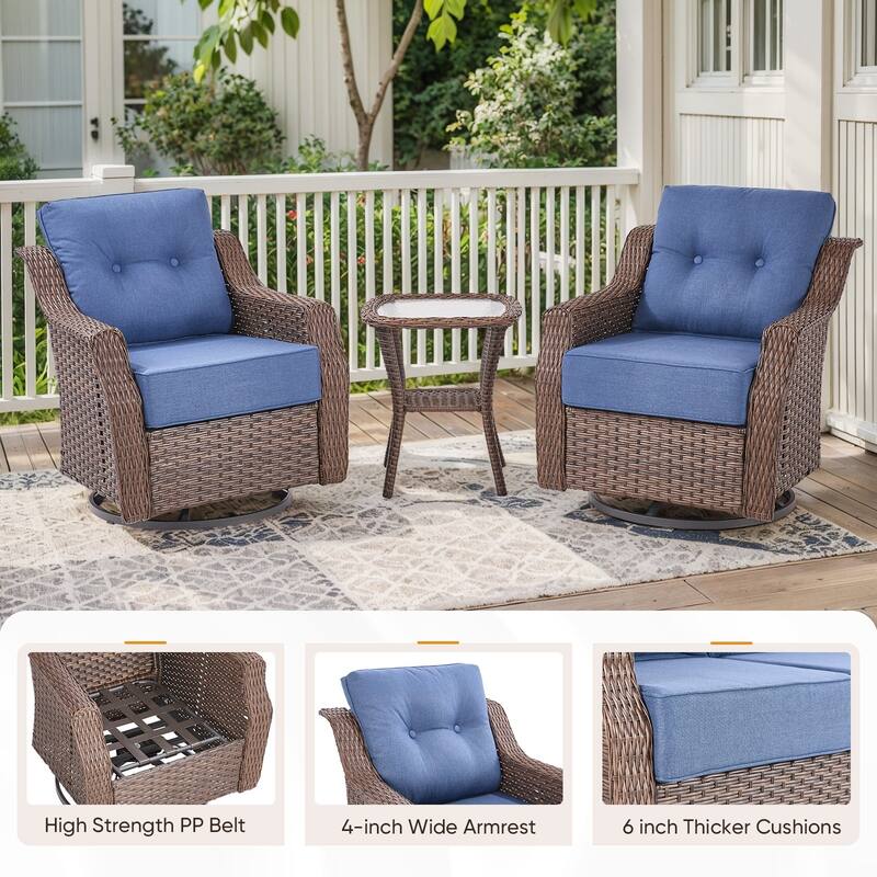 Pocassy Ptio 5 Piece Sofa Swivel Chair with Fire Pit Table