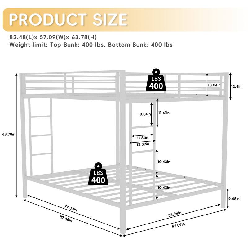 Space-Saving Twin & Full Metal Bunk Bed with Sturdy Frame for Compact Rooms