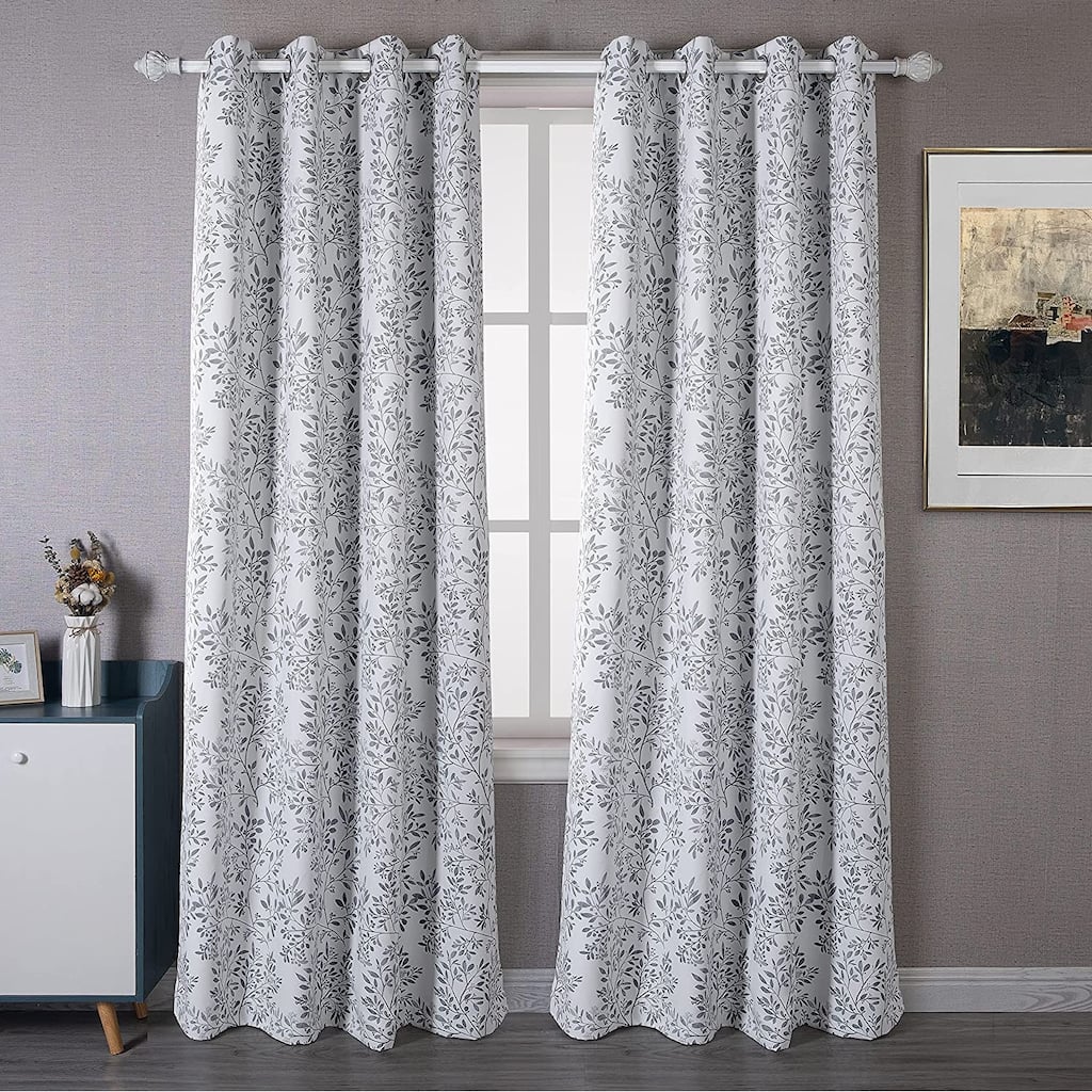 DriftAway Darby Branch Botanical Natural Printed Pattern Blackout Window Curtain - 52" width x 84" length