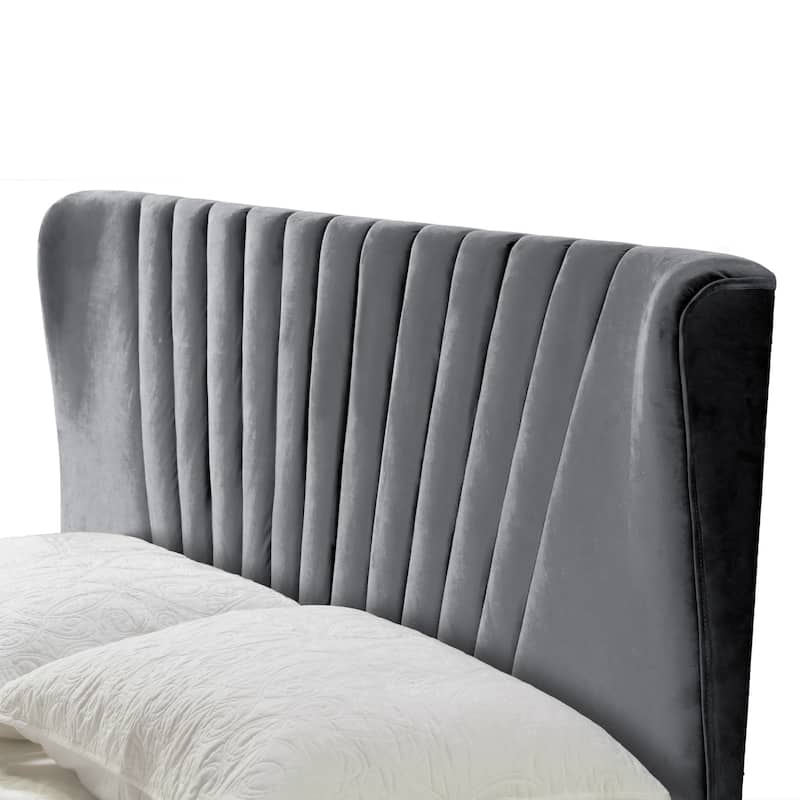 Autumn Fabric Queen Bed with Decorative Stitching