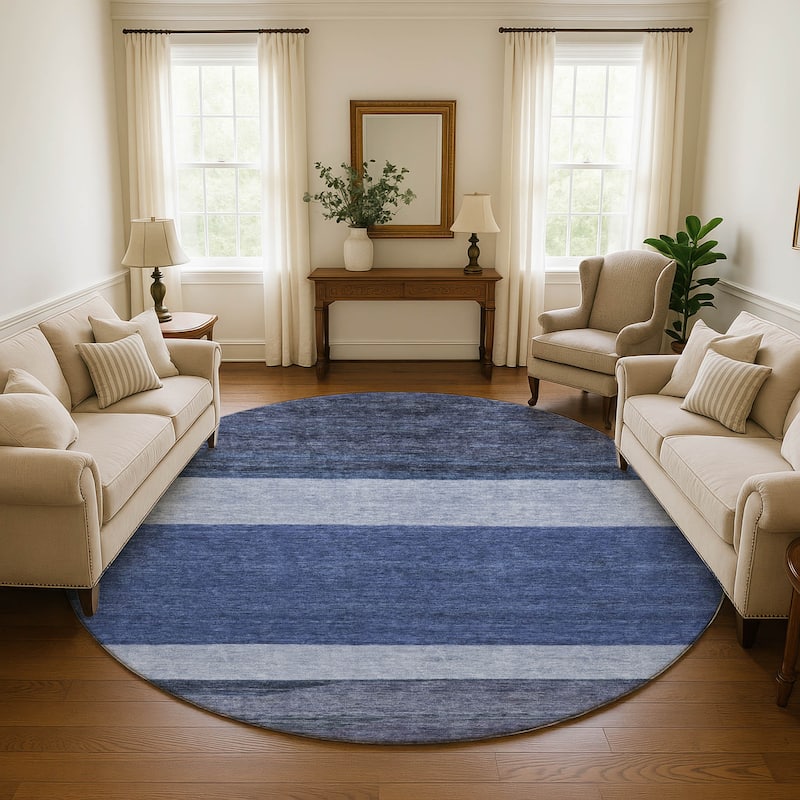 Premium Washable Super Soft Ombre Gabbeh Mayfield Rug - Navy - 8' x 8'