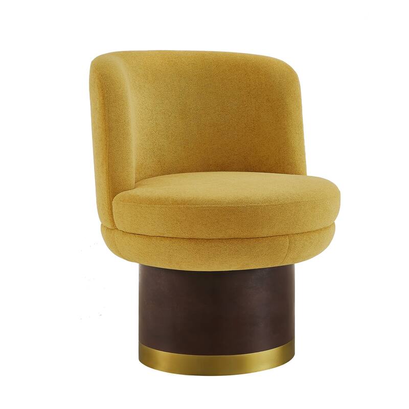 Roomfitters Round Chenille Swivel Accent Chair with Curved Back, Modern Barrel Chair