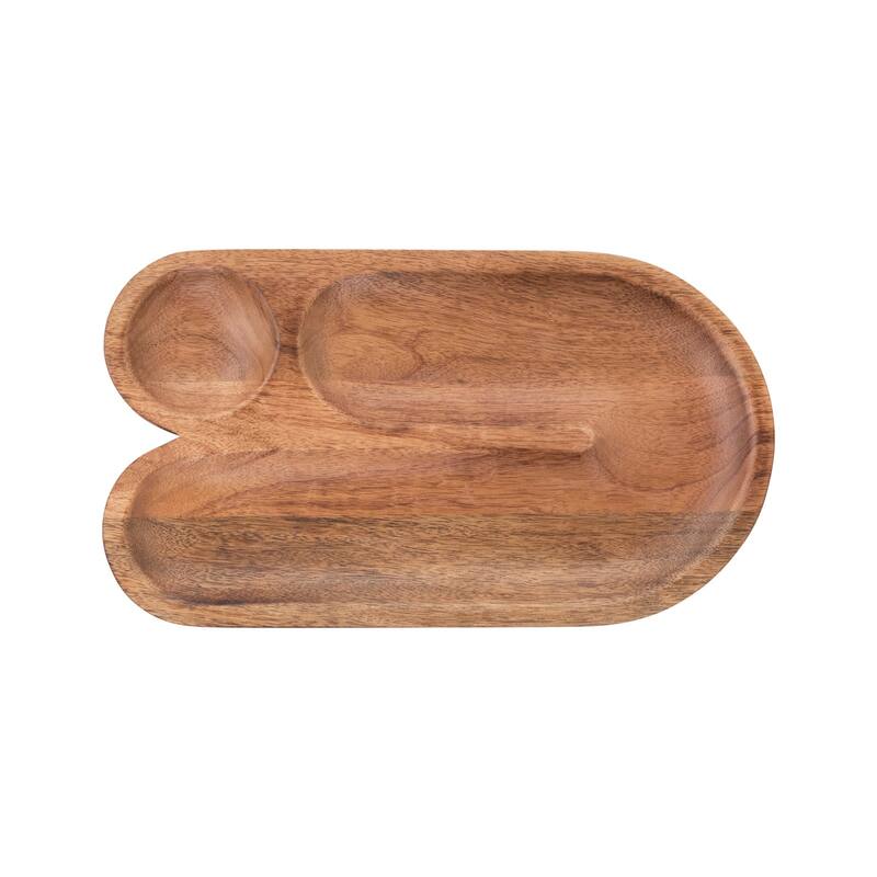 Mango Wood Sectioned Tray, U-Shaped