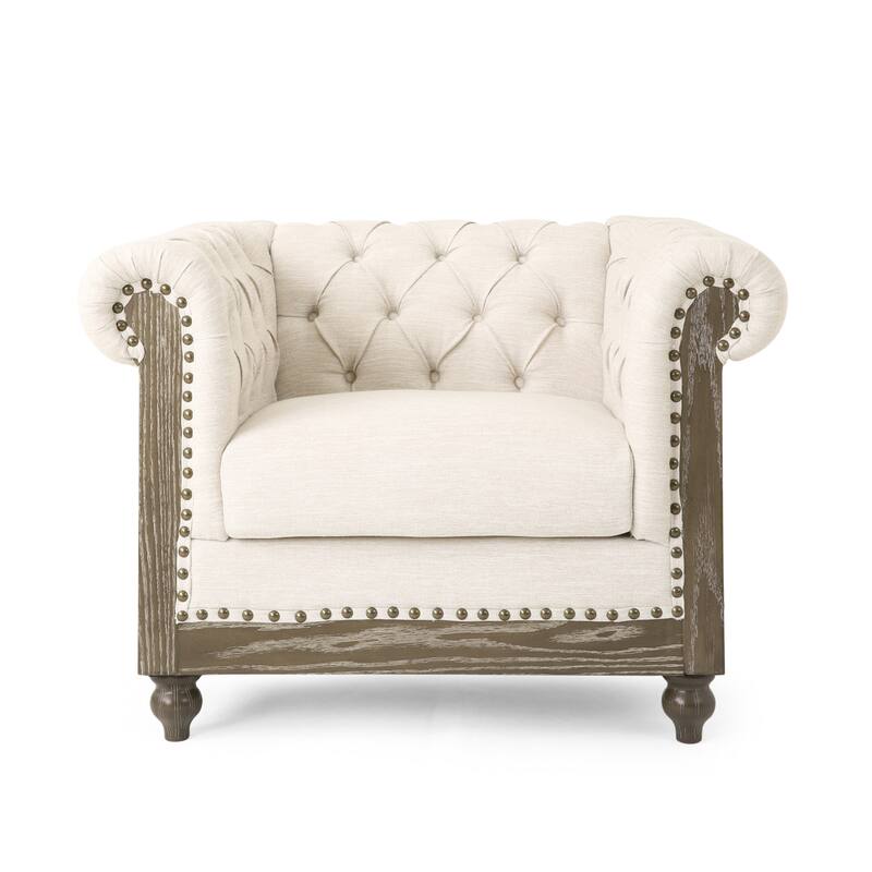 39" Upholstered Button Tufted Club Chair
