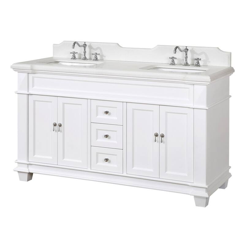 KitchenBathCollection Elizabeth 60" Double Bathroom Vanity with Quartz Top