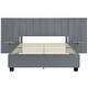 preview thumbnail 12 of 31, Upholstered Platform Bed with Oversized Headboard and Shelving Gray - Queen