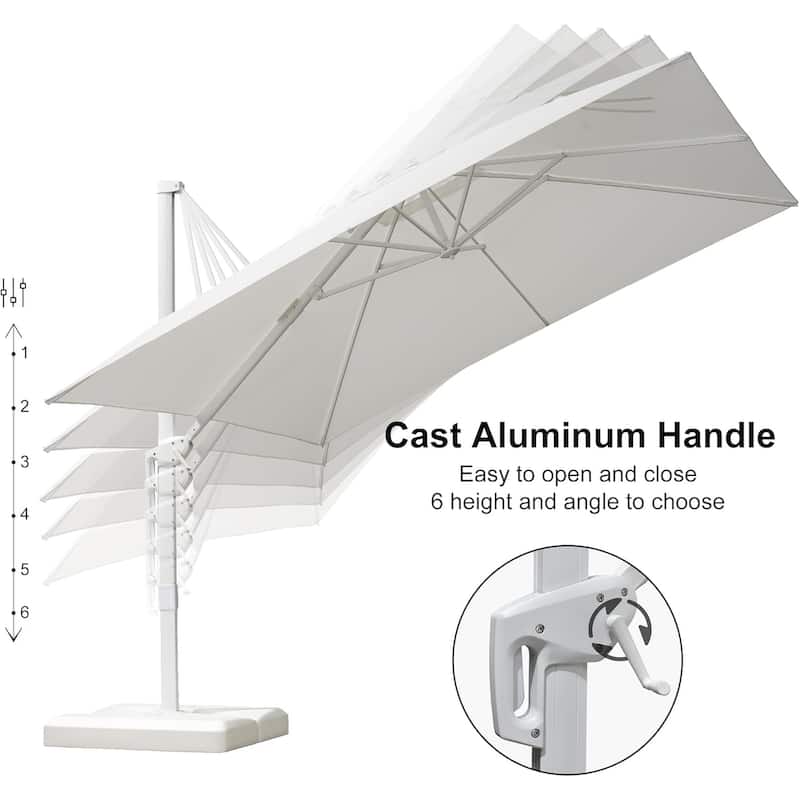PURPLE LEAF 10 x 13 ft White Cantilever Patio Umbrella with 360 Degree Rotation