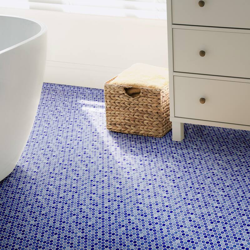 Merola Tile Hudson Penny Round Niagara 11-7/8" x 12-5/8" Porcelain Mosaic Floor and Wall Tile - Case (10 Tiles)