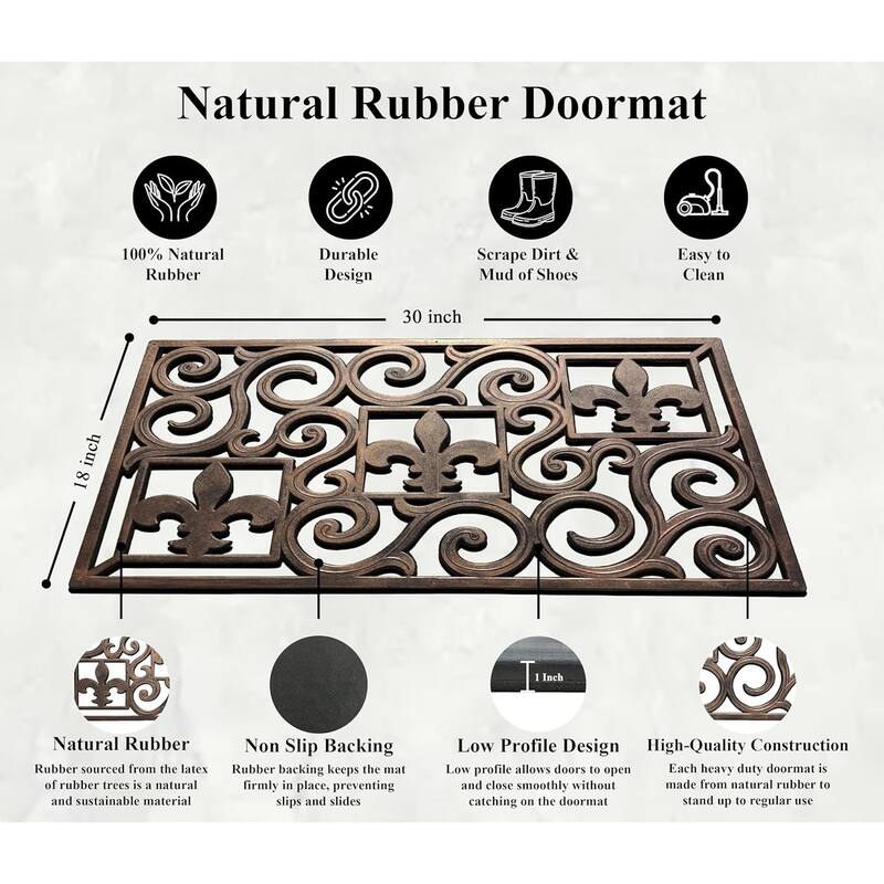 A1HC First Impression, Natural Rubber Doormat, Non-Slip, Durable, Heavy Duty Rubber Mat, 18"X30"