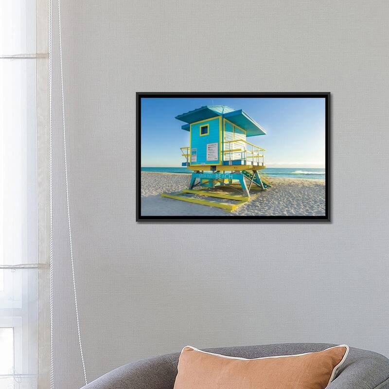 iCanvas "Sunny Beach Day Miami Florida, Blue" by Susanne Kremer Framed Canvas Print