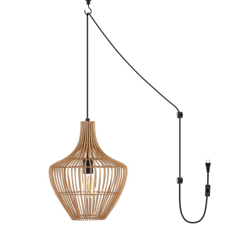 Lucas 1-Light Farmhouse Coastal 180" Cord Plug-In or Hardwired LED Pendant, by JONATHAN Y