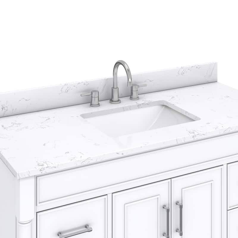 Avanity Bristol 49 in. Bath Vanity in White finish and Cala White Engineered Top