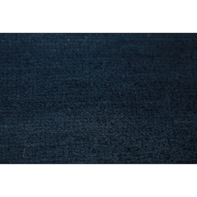 Hand Knotted Oriental 100% Wool Carpet Modern Solid Navy Blue & Blues Gabbeh Runner Rug - 8' 2'' X 2' 8''